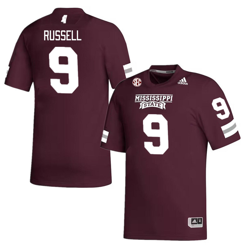 Men #9 De'Monte Russell Mississippi State Bulldogs College Football Jerseys Stitched Sale-Maroon - Click Image to Close